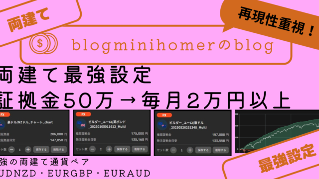 FX自動売買の再現性重視の両建て最強設定を紹介（利益率27％）