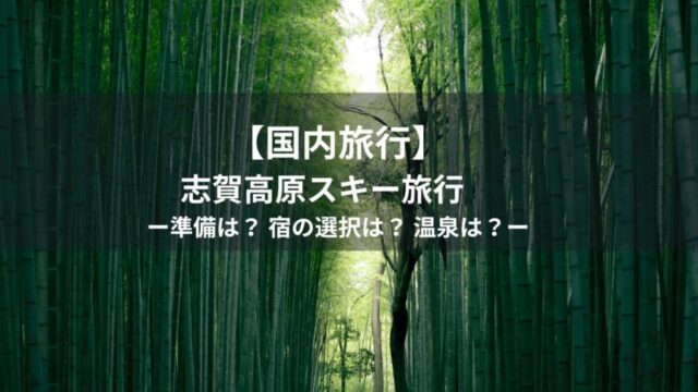 【国内旅行】志賀高原スキー旅行　ー準備は？ 宿の選択は？ 温泉は？ー